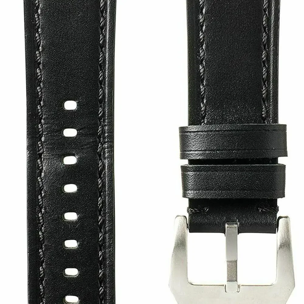 Smart Buddie Genuine Leather Apple Watch Band Black Strap W/S. S Buckle 42mm